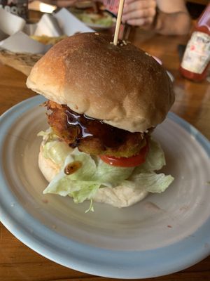 Sweet potato burger with avocado! at Maya Burger Queen in Pai