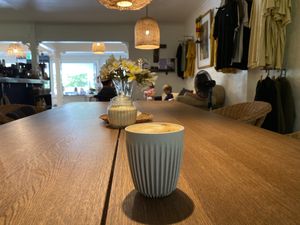 The oat milk flat white is great at Cafe Angourie in Angourie