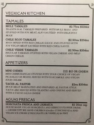 Menu at Vegxican Kitchen in Mesa