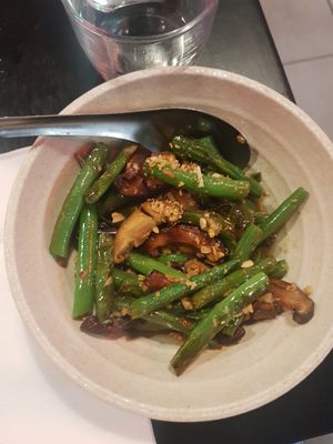 Green beans with shitake mushrooms at Mr Go's in Wellington
