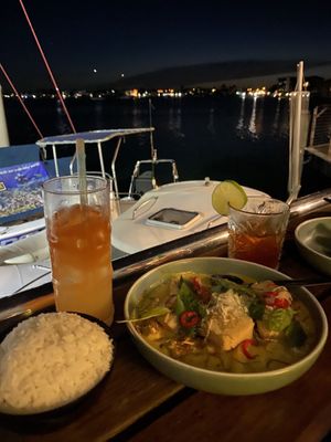 Yellow curry and lychee cocktail  at Rice Boi in Sunshine Coast
