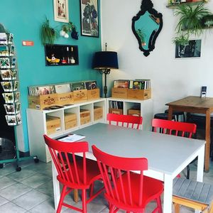 Vinyl for sale section at Do Vigário Pub and Records in Lisbon