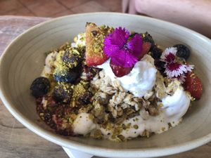 Vegan Bircher  at Nourished in Avalon Beach