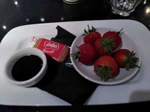 Strawberries and chocolate dessert (September 2022) at Pizza Express in Ilkley
