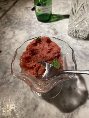 Raspberry sorbet  at Pizza Express - St Helier in Jersey