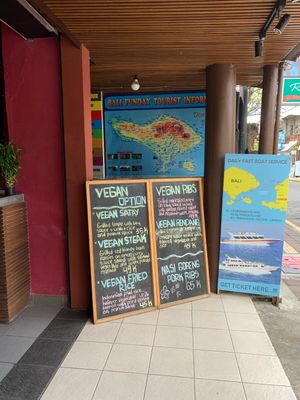The separate vegan menu  at Pissari Bali Cafe in Ubud
