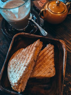 Vegan cheese toast at Coffee Circus in Bugibba