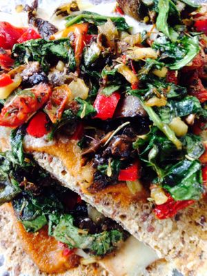 Raw vegan pizza! at Senbeb Cafe in Washington