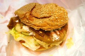 burger w/bacon and cheese at VeganBioBurger in Paris