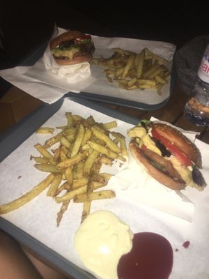 Cheeseburger and fries at VeganBioBurger in Paris