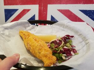 Battered vish at Sutton and Sons in East London