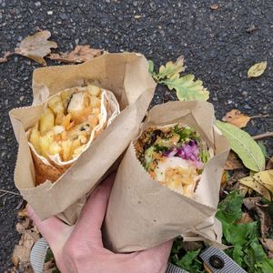 Vish & Chips.     Veganoumi. at Pyramid Vegan Cafe & Bakery in Glastonbury