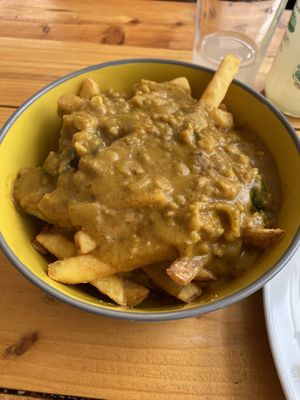 Curry Loaded Chips   at Pyramid Vegan Cafe & Bakery in Glastonbury