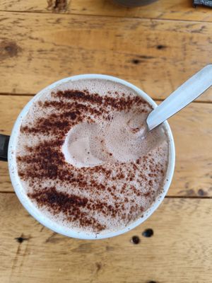 Hot chocolate at Pyramid Vegan Cafe & Bakery in Glastonbury