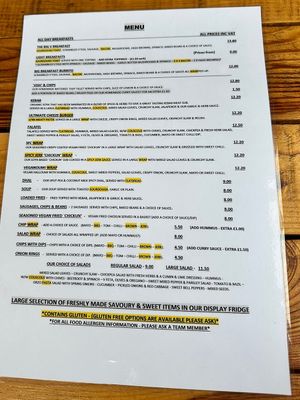 Menu  at Pyramid Vegan Cafe & Bakery in Glastonbury