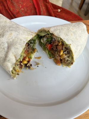 Mexican wrap- better warmed  at Pyramid Vegan Cafe & Bakery in Glastonbury