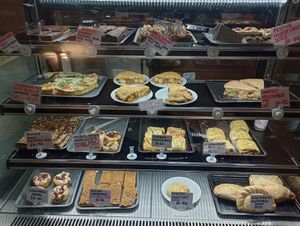 The various dishes and sweet treats available. at Pyramid Vegan Cafe & Bakery in Glastonbury