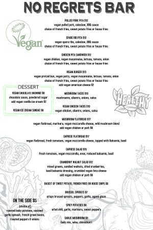 No Regrets Bar Vegan Menu 24/7 at No Regrets in Las Vegas
