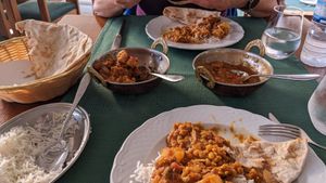 Roti, rice, Aloo Gobi, Dahl Tarka ... Delicious!! at Ashoka Indian Tandoori Restaurante in Lagos