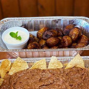Fried Plantains and Beans at Fernanda's Salvadorian in Cathedral City