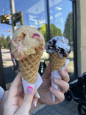 Strawberry lemonade and Cookie Monster   at Rocky Point Ice Cream in Port Moody