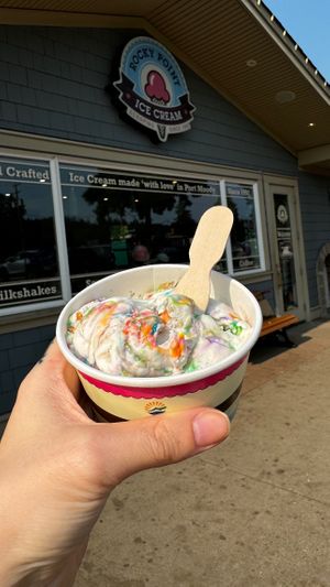 Vegan birthday cake ice creamm  at Rocky Point Ice Cream in Port Moody