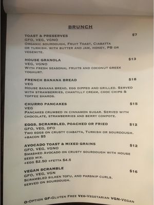 Menu at Just a Little Cafe in Kalgoorlie