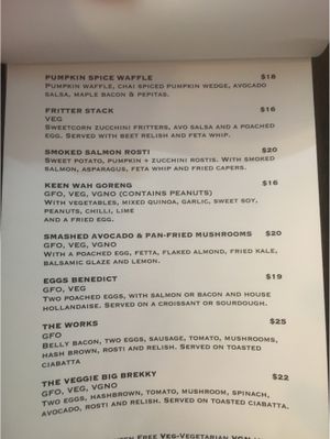 Menu  at Just a Little Cafe in Kalgoorlie