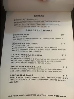 Menu at Just a Little Cafe in Kalgoorlie