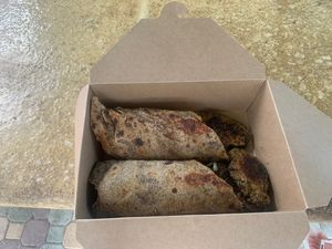 enchiladas and quinoa croquettes  at Lion's Share Cafe in Bridgetown
