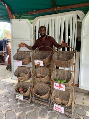 Fresh produce for sale at Lion's Share Cafe in Bridgetown