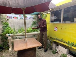 Home-grown herbs at Lion's Share Cafe in Bridgetown