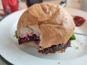 Beetroot burger at HKG - Beef & Liberty Burgers - T1 in Outlying Islands