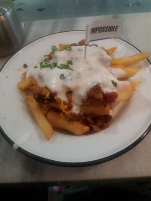 Impossible chilli cheese fries at HKG - Beef & Liberty Burgers - T1 in Outlying Islands