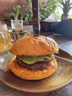 Classic burger, 250 baht  at Kunda Vegan Vegetarian in Chiang Rai