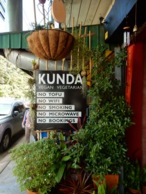 Sign to look for at Kunda Vegan Vegetarian in Chiang Rai
