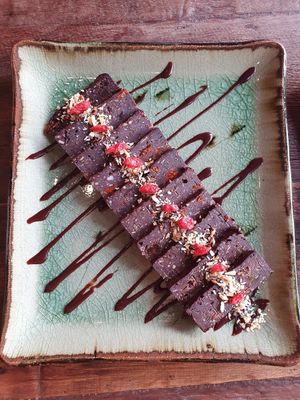 Gluten-free chocolate cake at Kunda Vegan Vegetarian in Chiang Rai