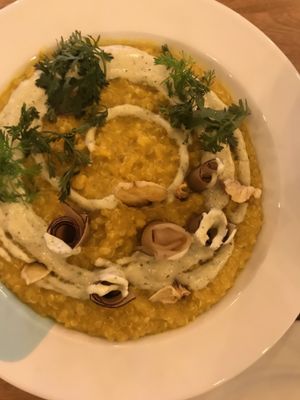 QUINOTTO
Quinoa Rissotto , zapallo pumpkin, leek, cilantro alioli & yacon.  at Boho Balance by Silvana Gomez in Bogota