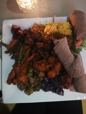 Buffet style at Selam Vegan Restaurant in Toronto