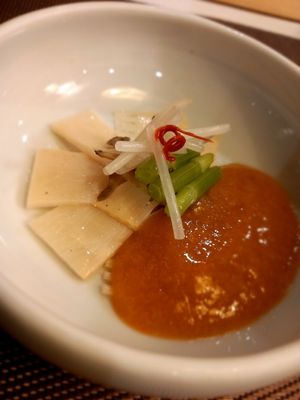 Bamboo shoot salad at Jihwaja in Seoul