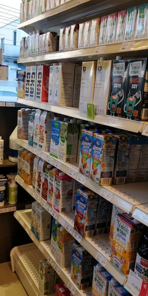 Plant milks at Bio Terre Epicerie Sante Natural Food Store in Montreal