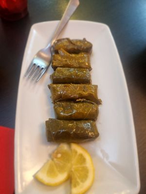 Vine leaves stuffed with rice and mint at Middle East in Como
