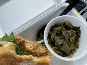 Fish burger great with their sauce   at Lindiana's Southern Vegan Kitchen - Maybe closed in Houston