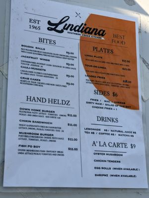 Menu at Lindiana's Southern Vegan Kitchen - Maybe closed in Houston