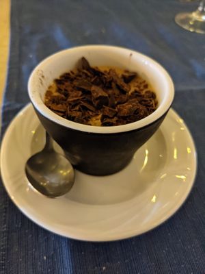 Vegan dessert ("crumble") at Bahía Verde in Tenerife