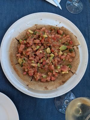 Cold pizza appetizer at Bahía Verde in Tenerife
