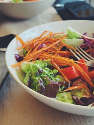 The veggie salad, with a simple dressing (olive oil, aceto, salt, pepper) to dress yourself. at Bahía Verde in Tenerife