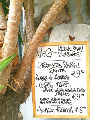 Menu del miércoles vegano at Bahía Verde in Tenerife