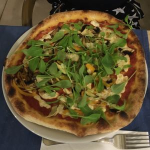 Again pizza with extra toppings  at Bahía Verde in Tenerife