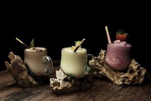 Assorted Smoothies: Triple Choco, Durian & Power Berries at Double Durian - Lavender in Central Singapore